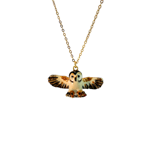 Porcelain Barn Owl Pendant