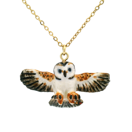 Porcelain Barn Owl Pendant