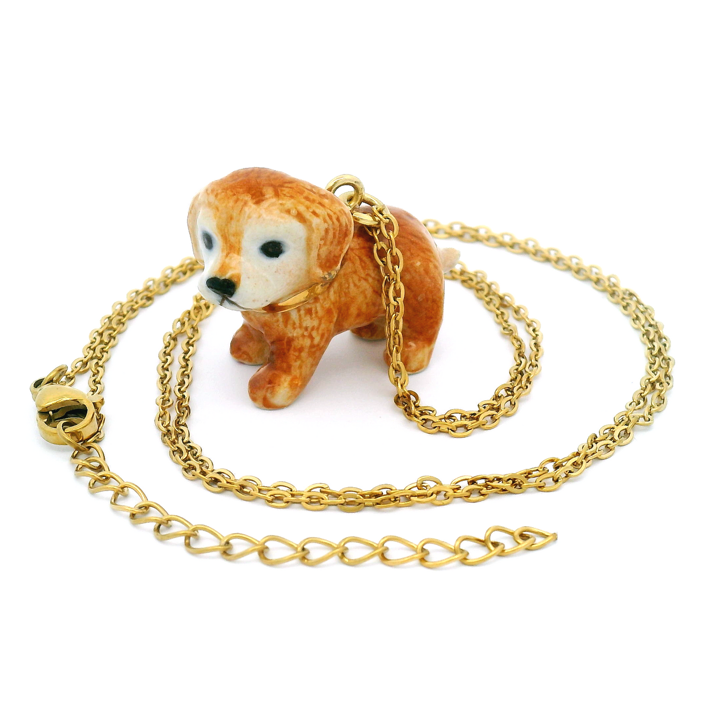 Porcelain Golden Retriever Puppy Pendant