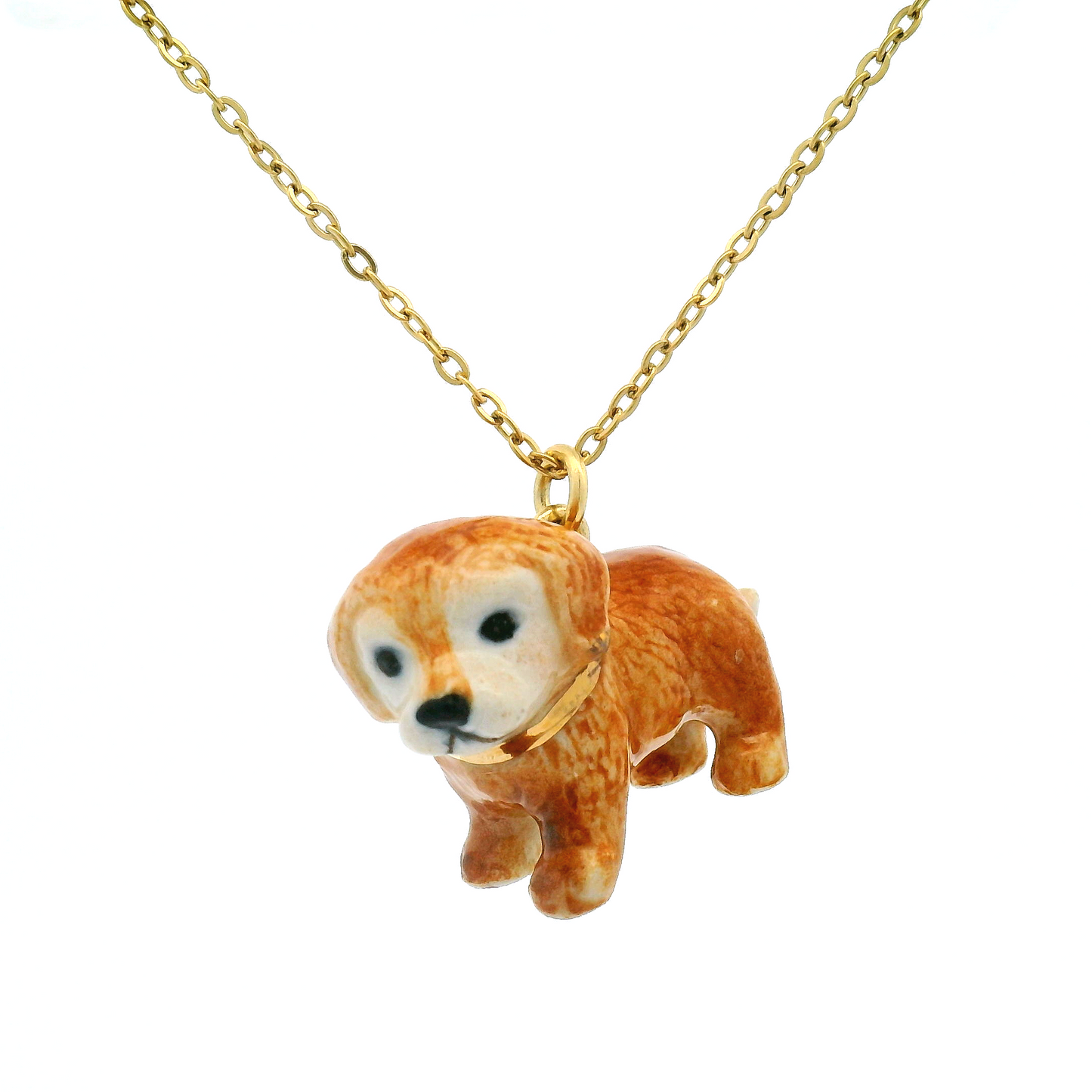Porcelain Golden Retriever Puppy Pendant