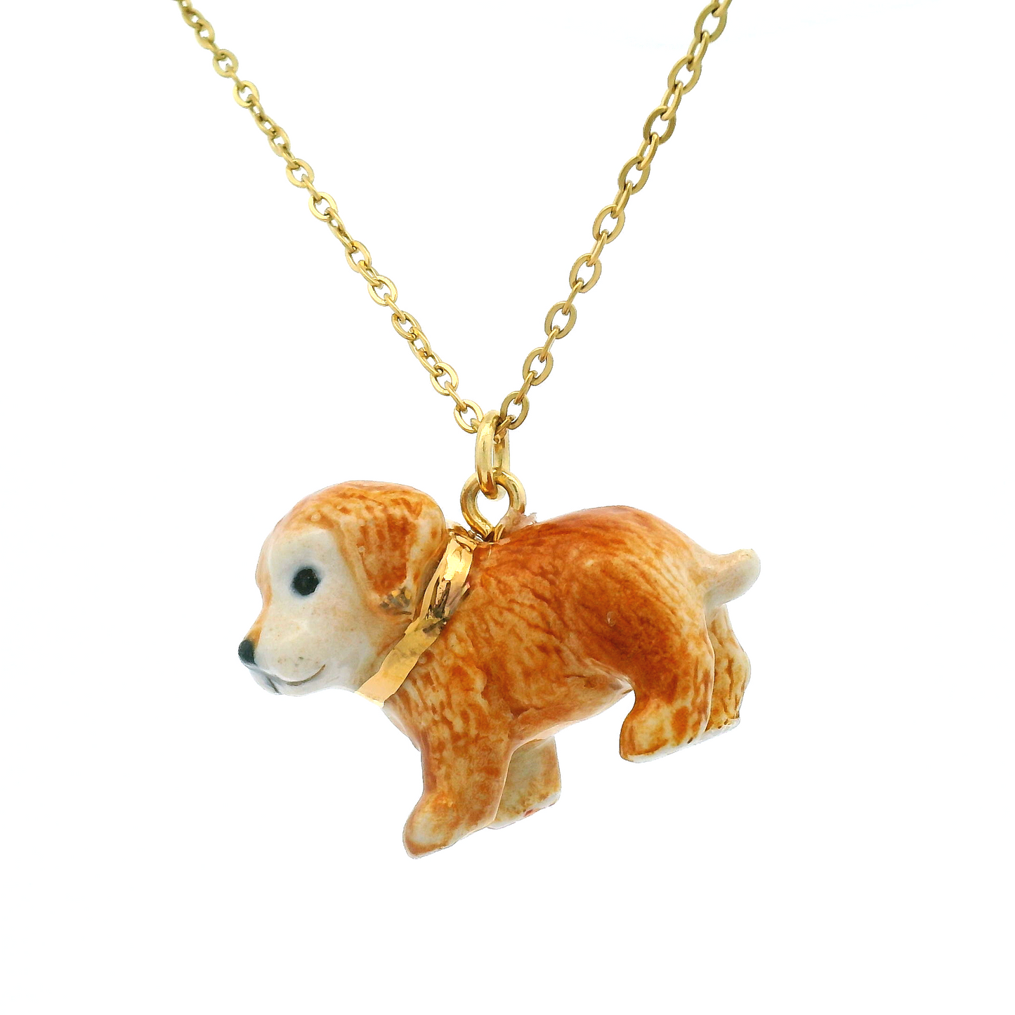 Porcelain Golden Retriever Puppy Pendant