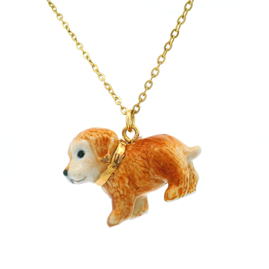 Porcelain Golden Retriever Puppy Pendant