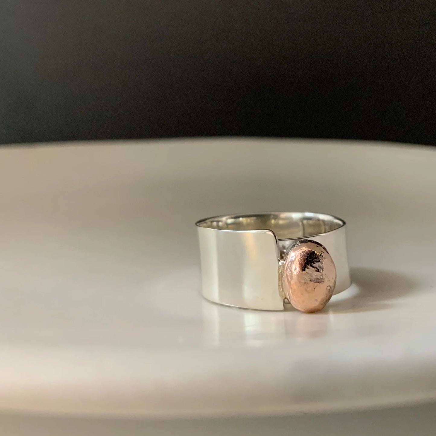 Sterling Silver Copper Bead Ring