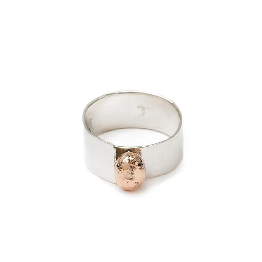Sterling Silver Copper Bead Ring