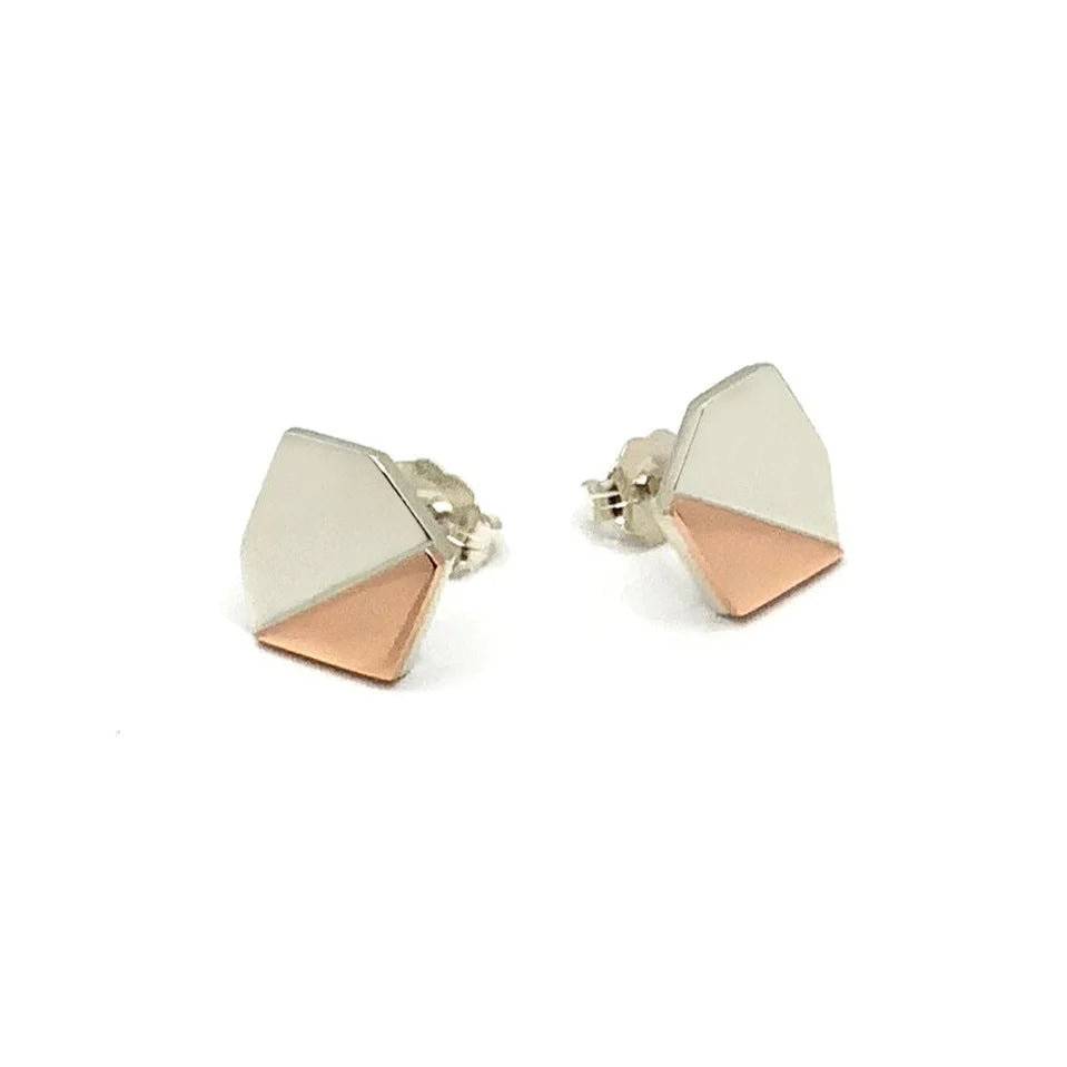 Silver and Copper Geometric Studs