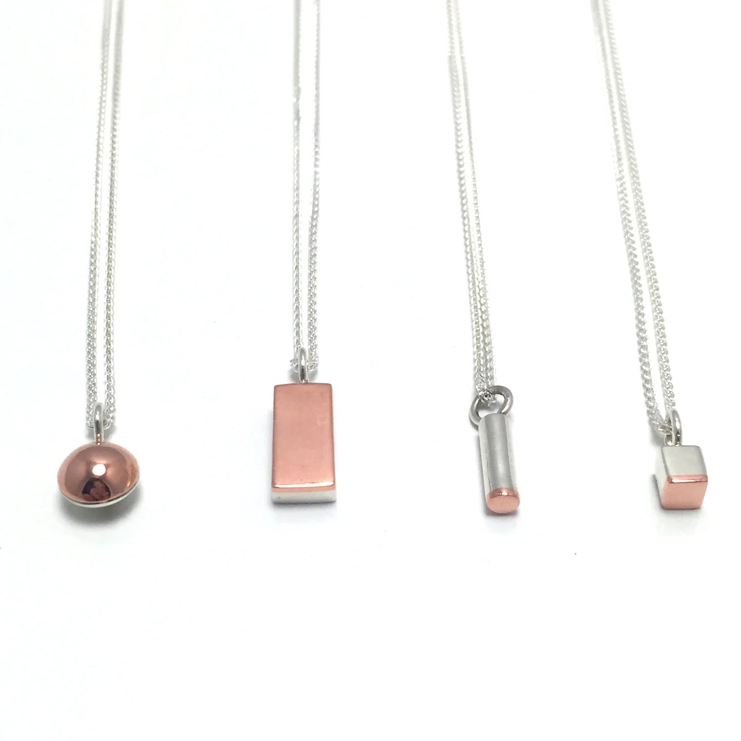 Mini Cube Silver and Copper Pendant