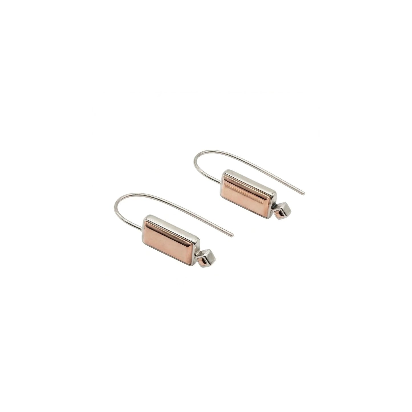 Copper Rectangle Diamond Shaped Drop Earrings