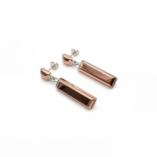 Copper Rectangle Stud Earrings
