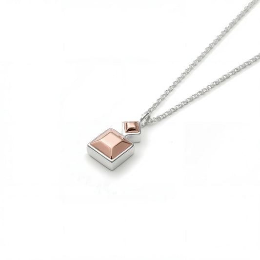 Copper Square Diamond Shaped Pendant Necklace