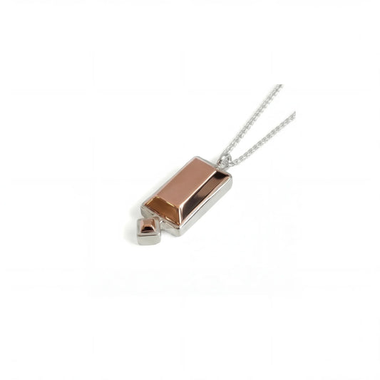 Copper Rectangle Diamond Shaped Pendant Necklace