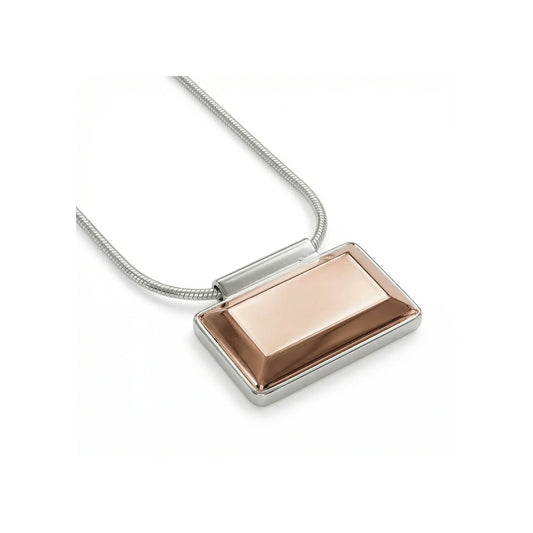 Copper Wide Rectangle Pendant Necklace