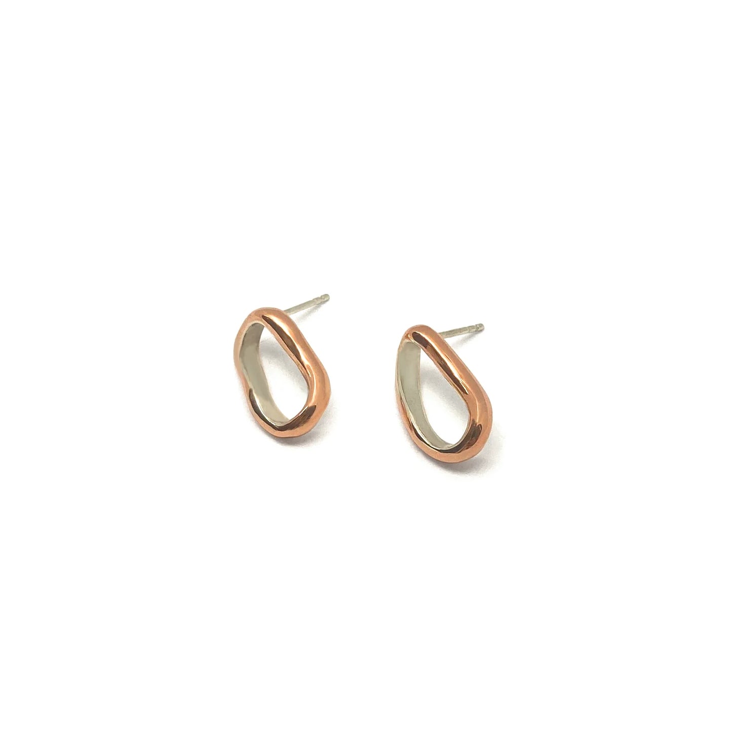 Silver and Copper Curve Loop Earrings