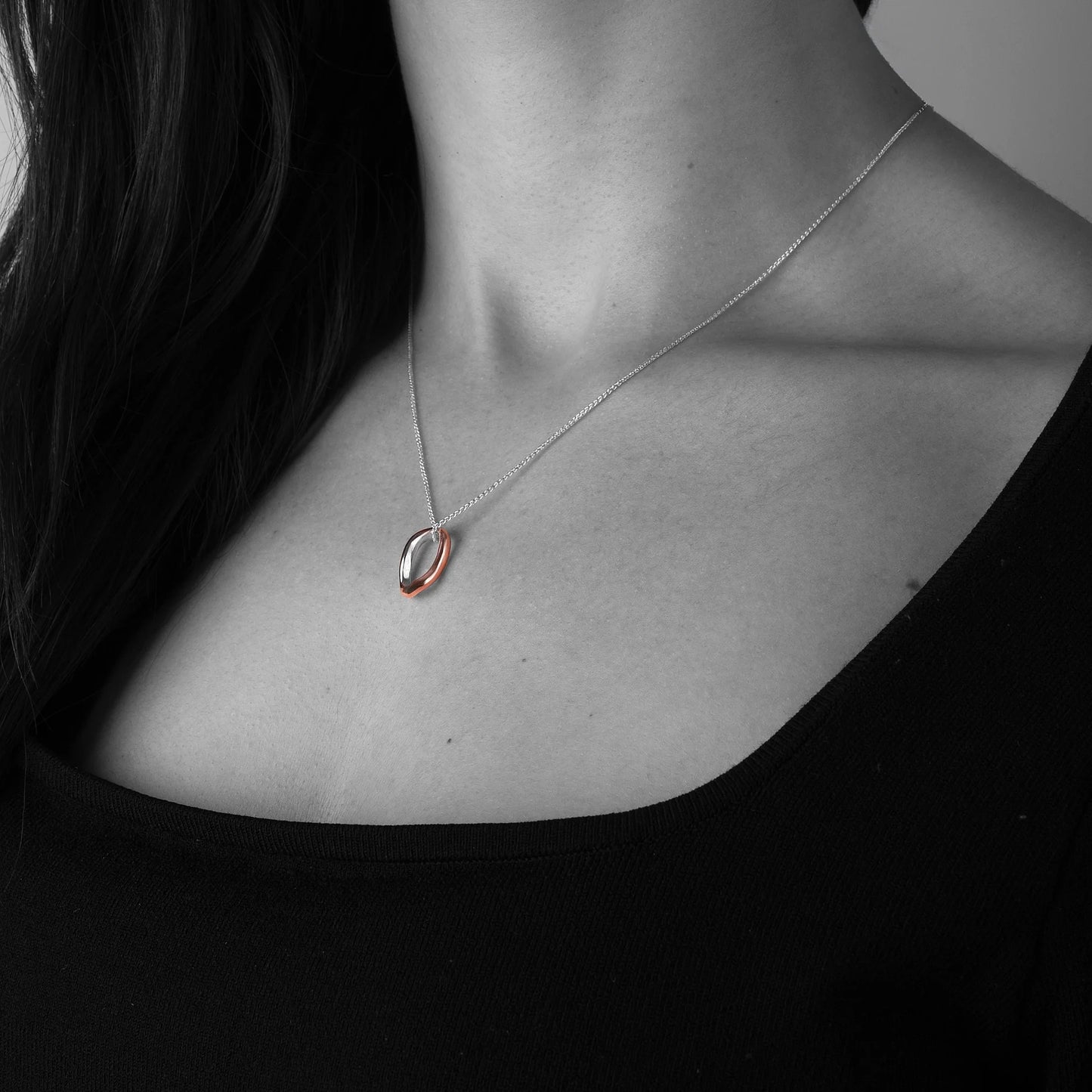 Silver and Copper Curves Pendant