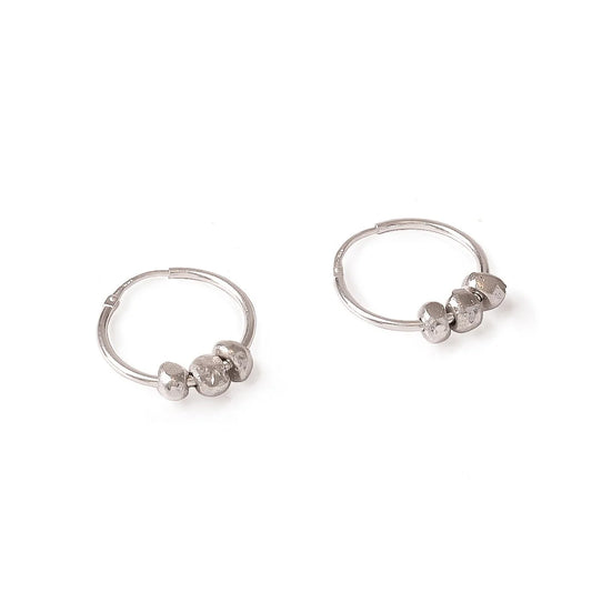 Sterling Silver Hoop Bead Earrings