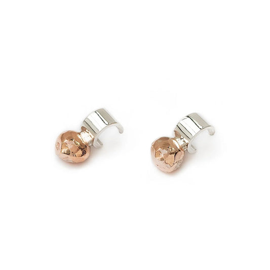Copper Tube Bead Stud Earrings
