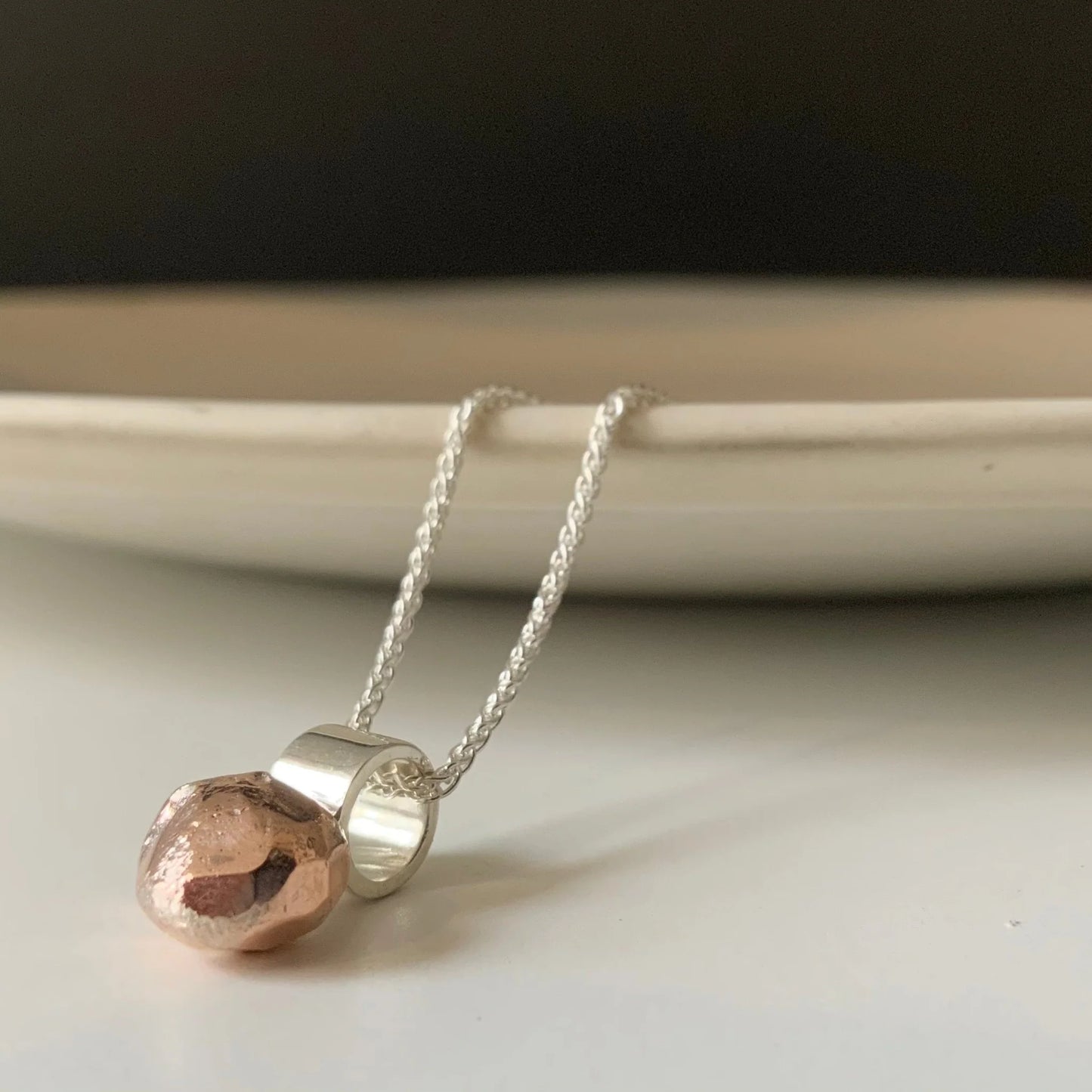 Sterling Silver Copper Ball Necklace