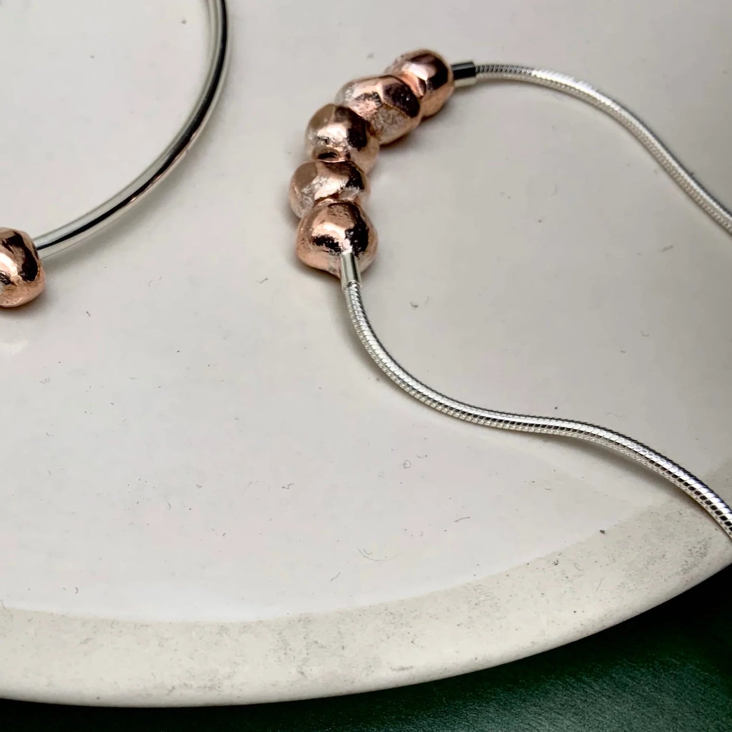 Sterling Silver and Copper Beaded Bracelet