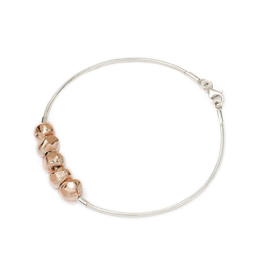 Sterling Silver and Copper Beaded Bracelet