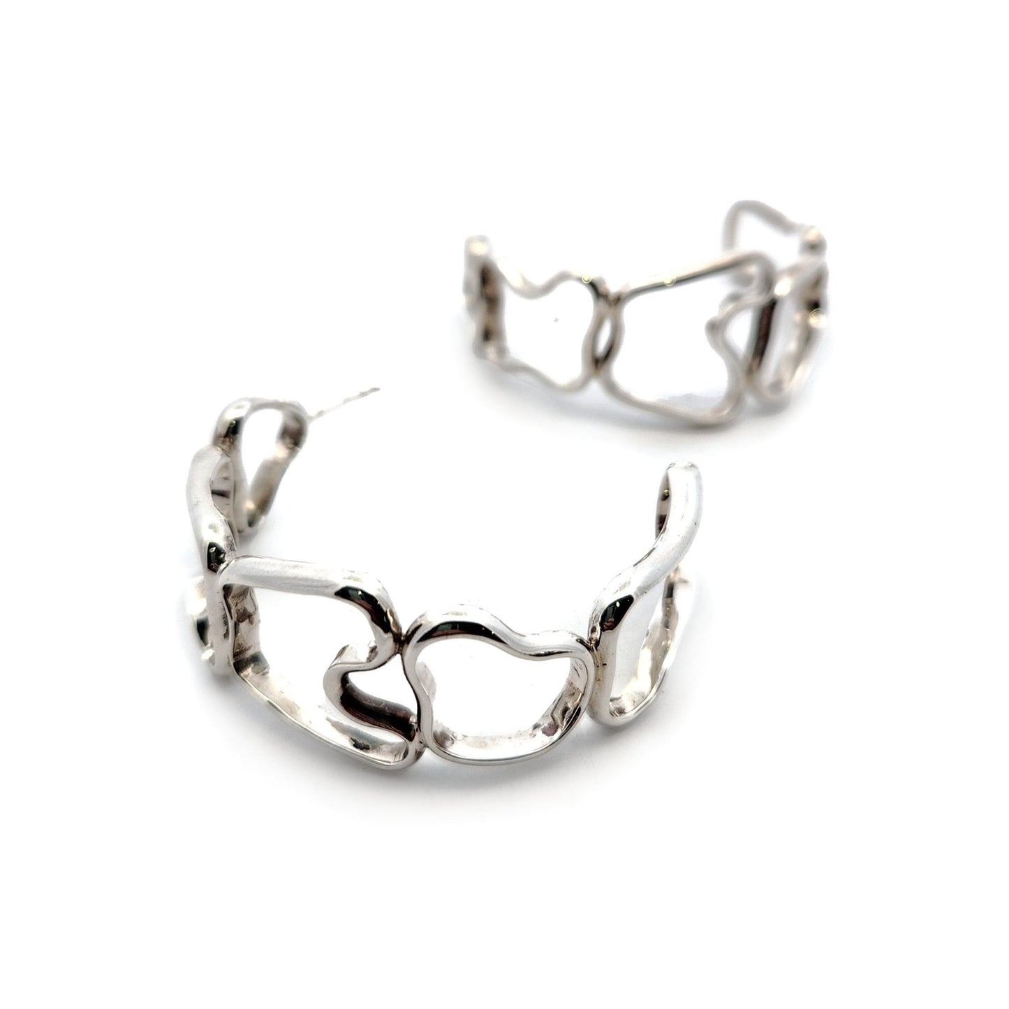 Silver Open Curve Shape Hoops