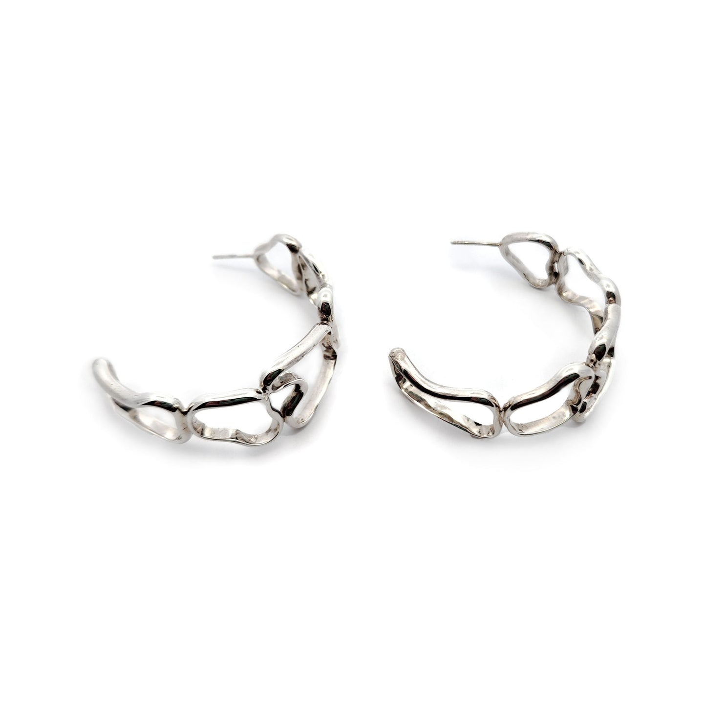 Silver Open Curve Shape Hoops