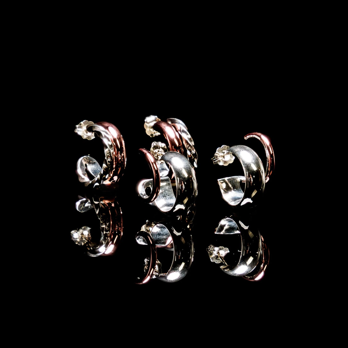 Sterling Silver and Copper Double Hoop Earrings