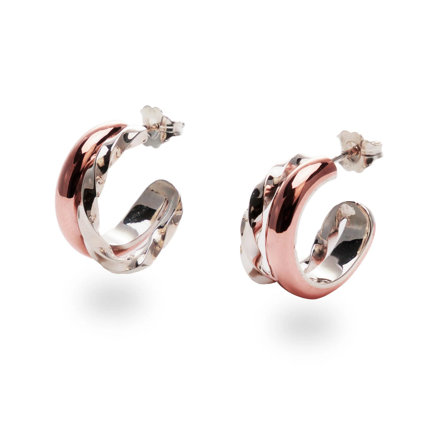 Sterling Silver and Copper Double Hoop Earrings