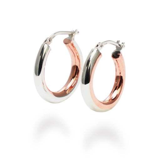 Copper and Silver Hoop Earrings