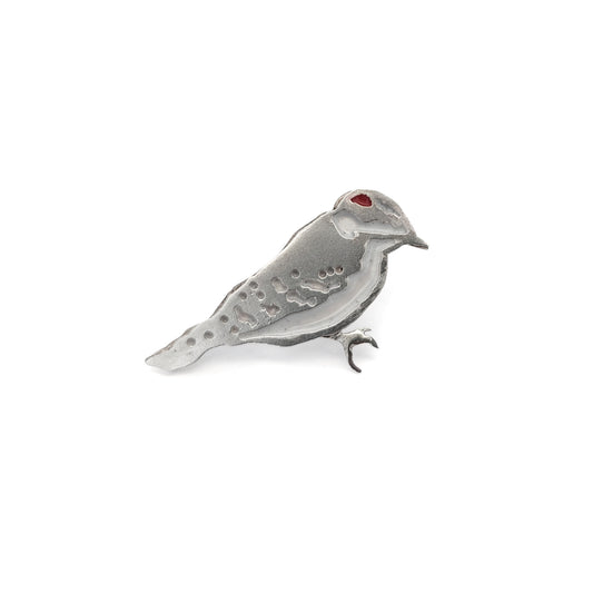 Woodpecker Silver & Enamel Pin