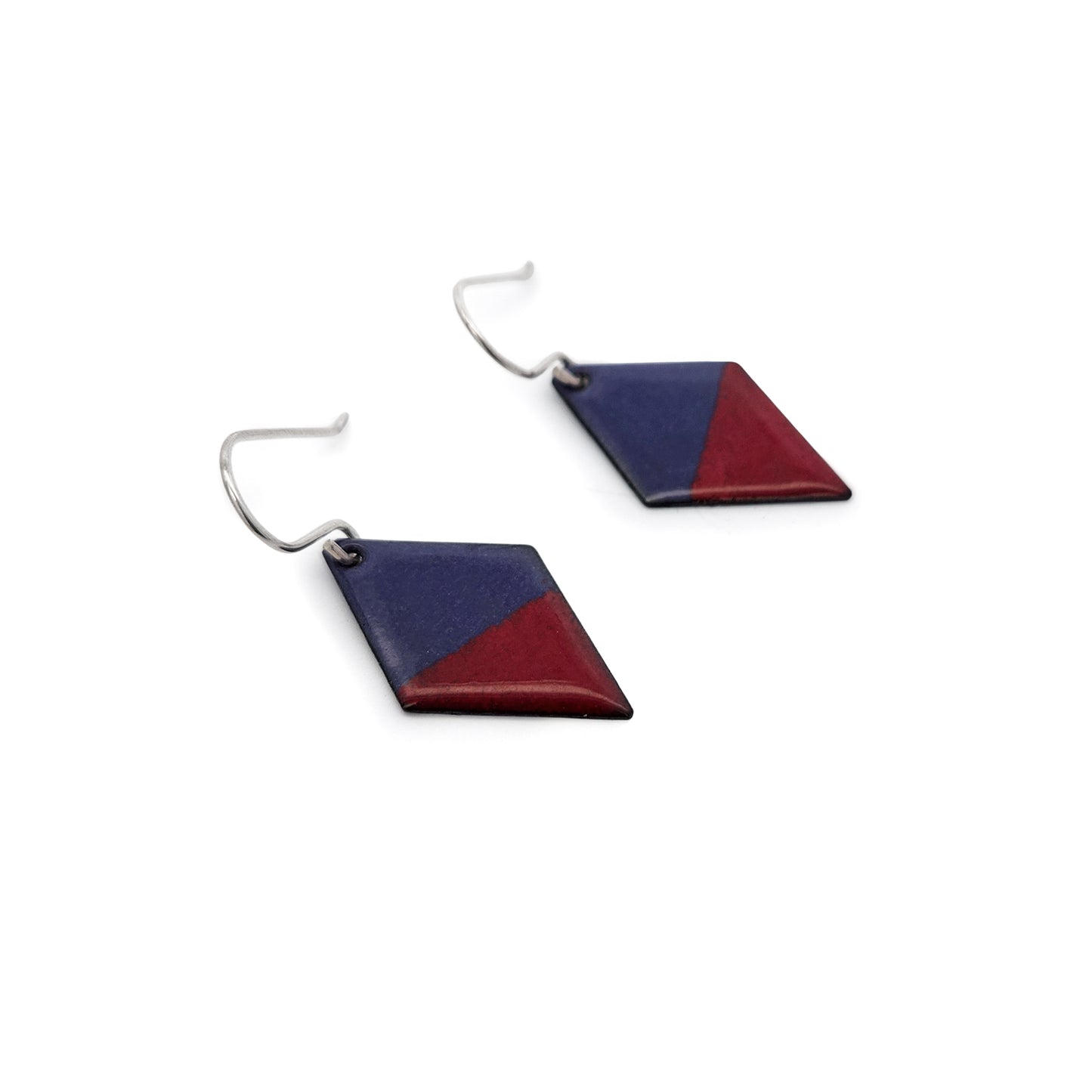 Purple & Red Diamond-Shape Enamel Earrings
