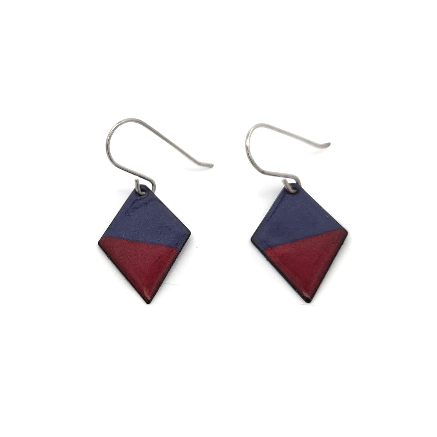 Purple & Red Diamond-Shape Enamel Earrings