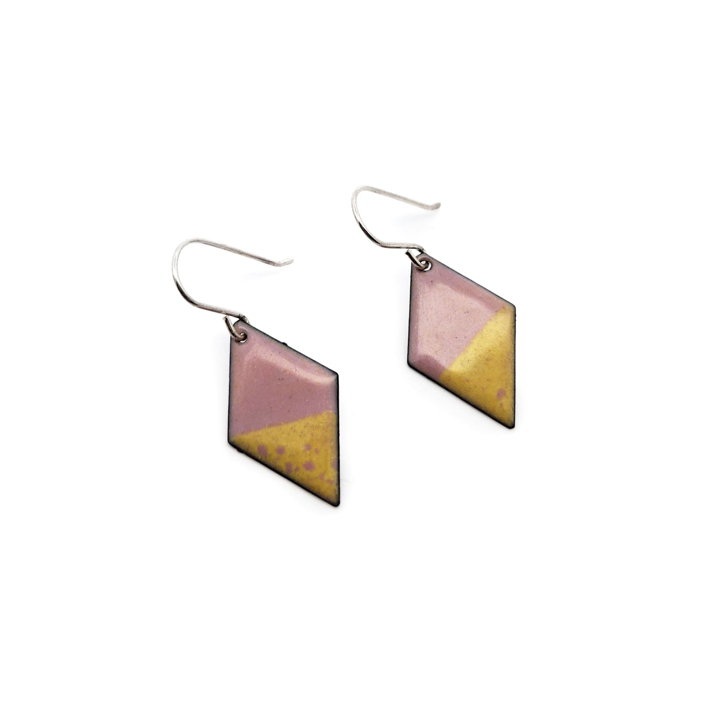 Pink & Yellow Diamond-Shape Enamel Earrings