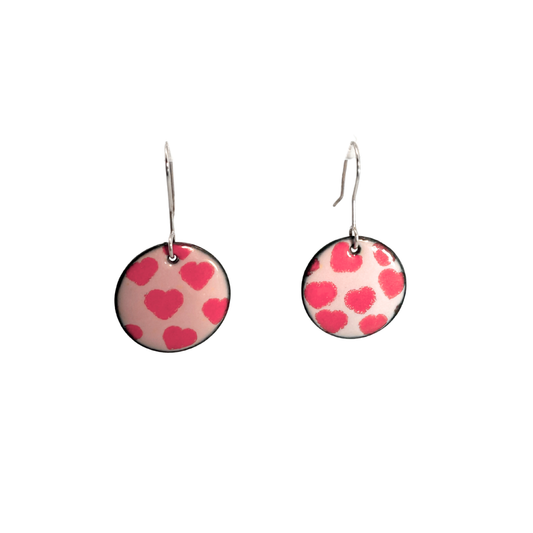 Red Enamel Heart Earrings