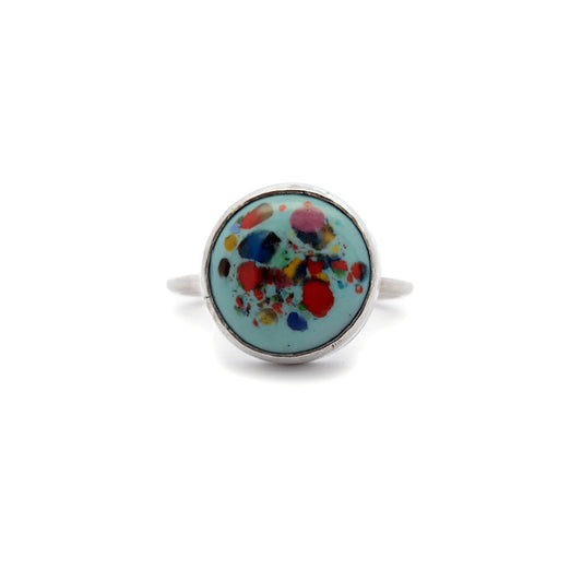 Blue Confetti Enamel Ring