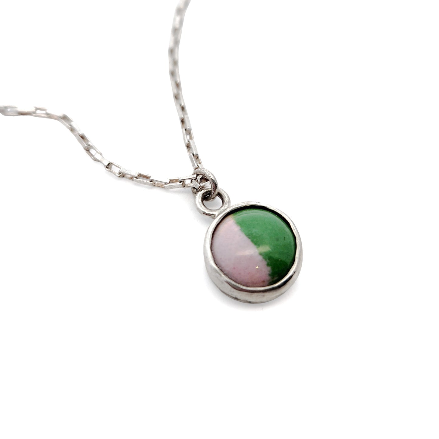 Pink & Green Enamel 2-Tone Pendant