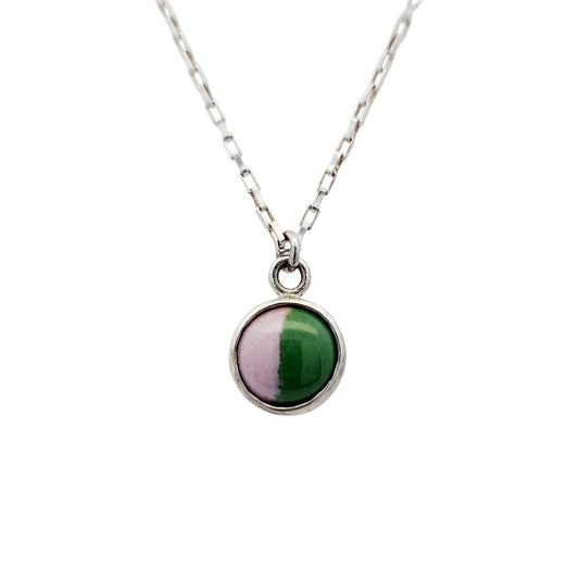 Pink & Green Enamel 2-Tone Pendant