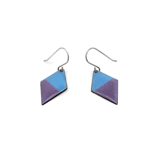 Purple & Blue Diamond-Shape Enamel Earrings