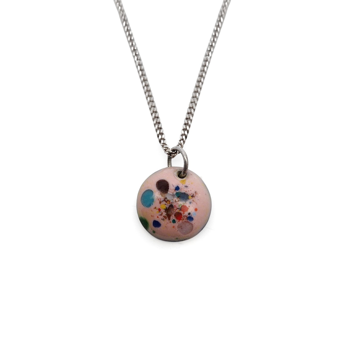 Pink Enamel Confetti Necklace