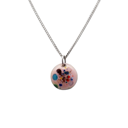 Pink Enamel Confetti Necklace