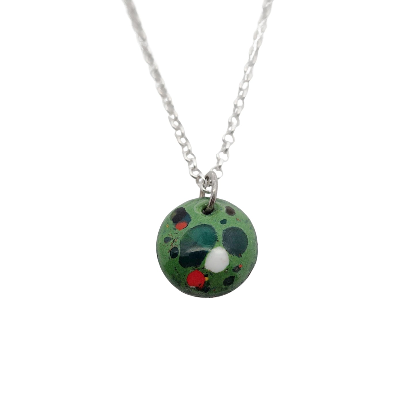Green Enamel Confetti Necklace