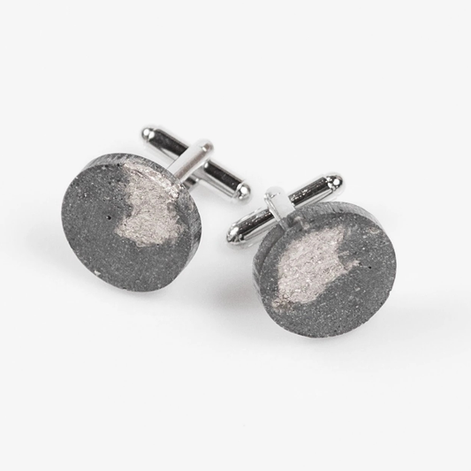 Silver Leaf Concrete Cufflinks
