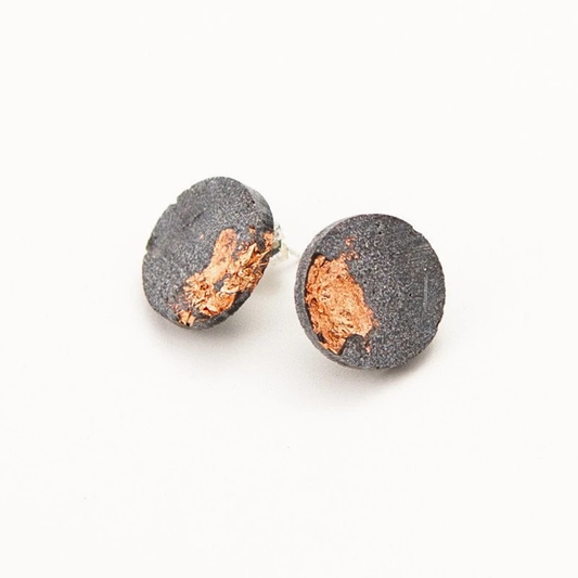 Copper Leaf Fractured Concrete Earrings