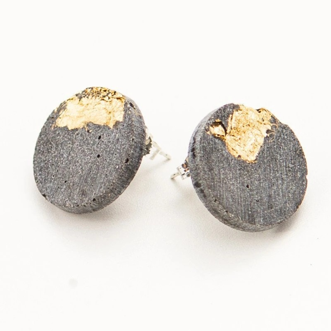 Gold Leaf Fractured Concrete Earrings