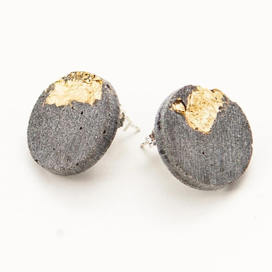 Gold Leaf Fractured Concrete Earrings