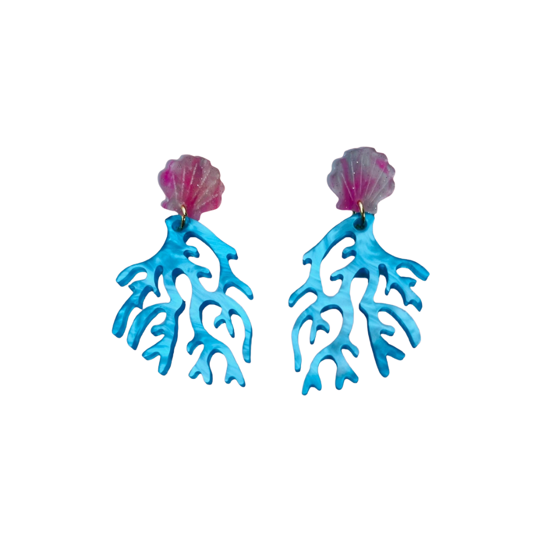 Blue Coral Earrings