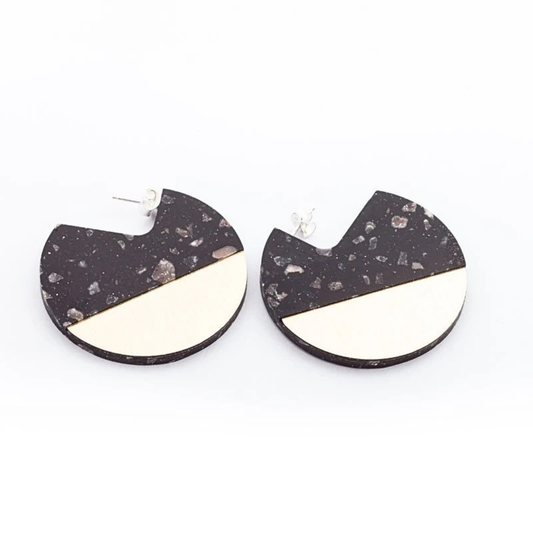 Black Speckled Corian Segment Earrings
