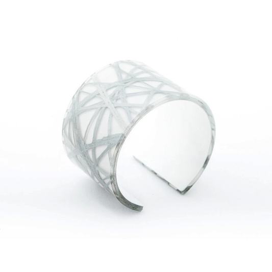 Silver Wide Eco-Resin Cuff Bangle