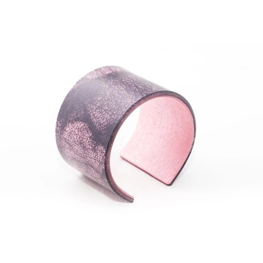 Wild Silk Rose Wide Eco-Resin Cuff Bangle