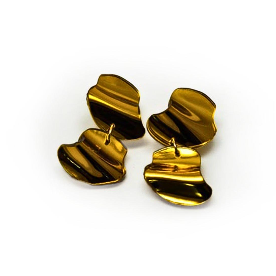 Reflective Gold Double Flow Earrings