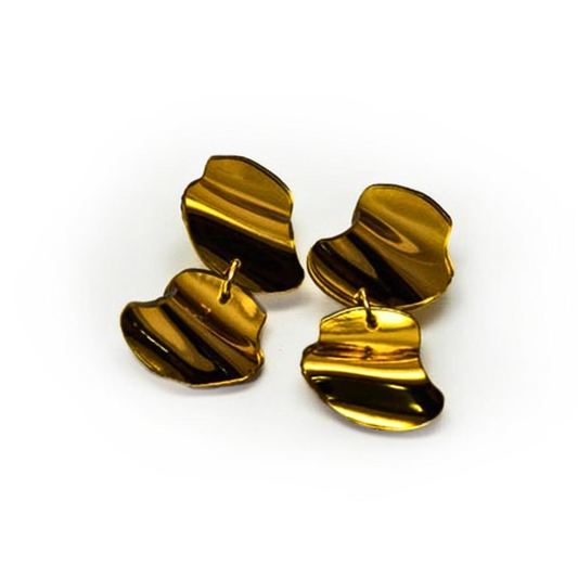 Reflective Gold Double Flow Earrings