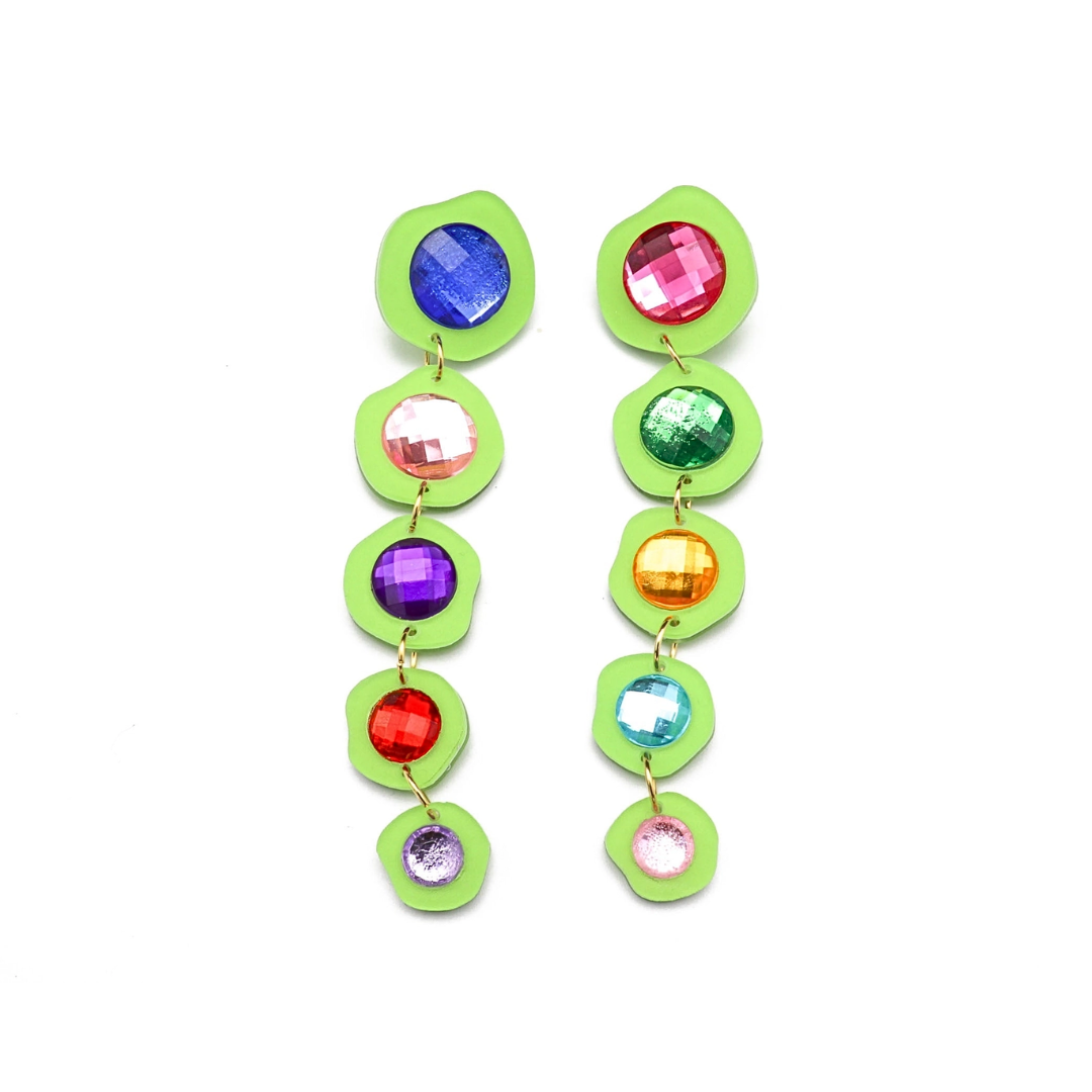 Chartreuse Gem Long Drop Earrings